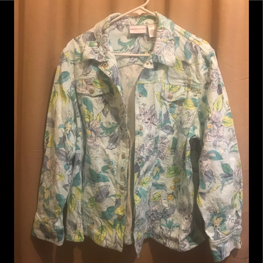 Alfred Dunner 20 floral long-sleeve blue jacket